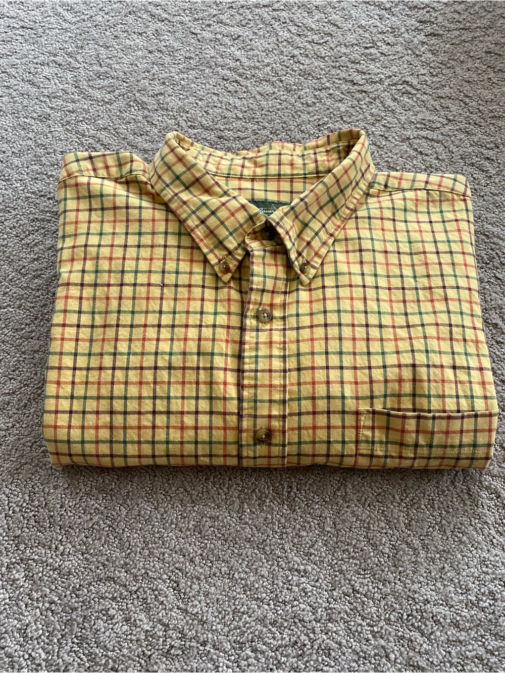 Eddie Bauer Yellow Plaid Button-Down Shirt